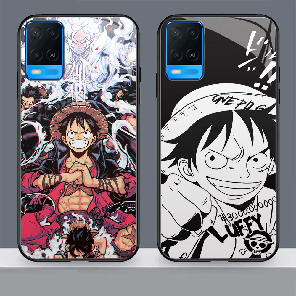 N-25 One Piece Luffy HD Glass Casing สําหรับ Realme Narzo 50 8 9 C2 8i C2s Pro 5G Case