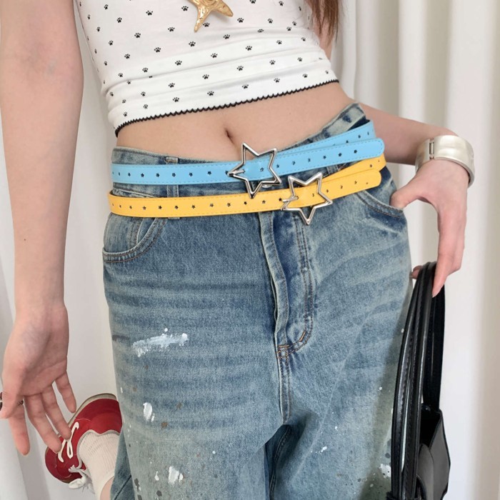 Dopamine y2k Star Thin Belt Womens Niche Matching Skirt Jeans Belt Accessories