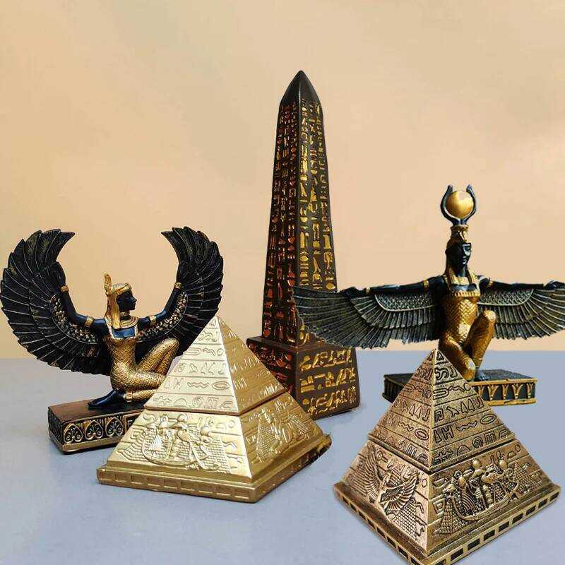 C Ancient Egypt Pyramid Obelisk Statue,Isis God Figs Egyptian Magic Marriage Goddess Resin Crafts H