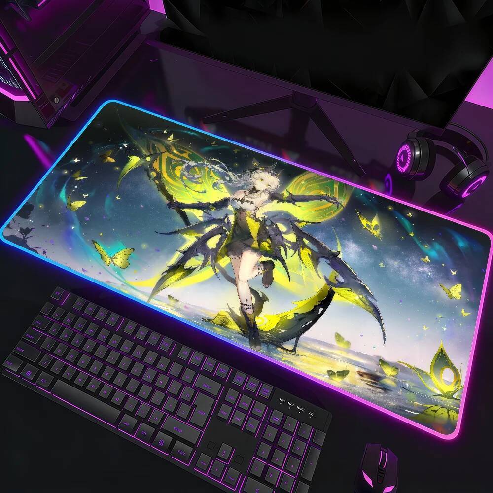 Duet Night Abyss Psyche แผ่นรองเมาส์ RGB LED ลื่นโต๊ะยางอุปกรณ์เสริมสําหรับเล่นเกมขนาดใหญ่ XXL คอมพิ