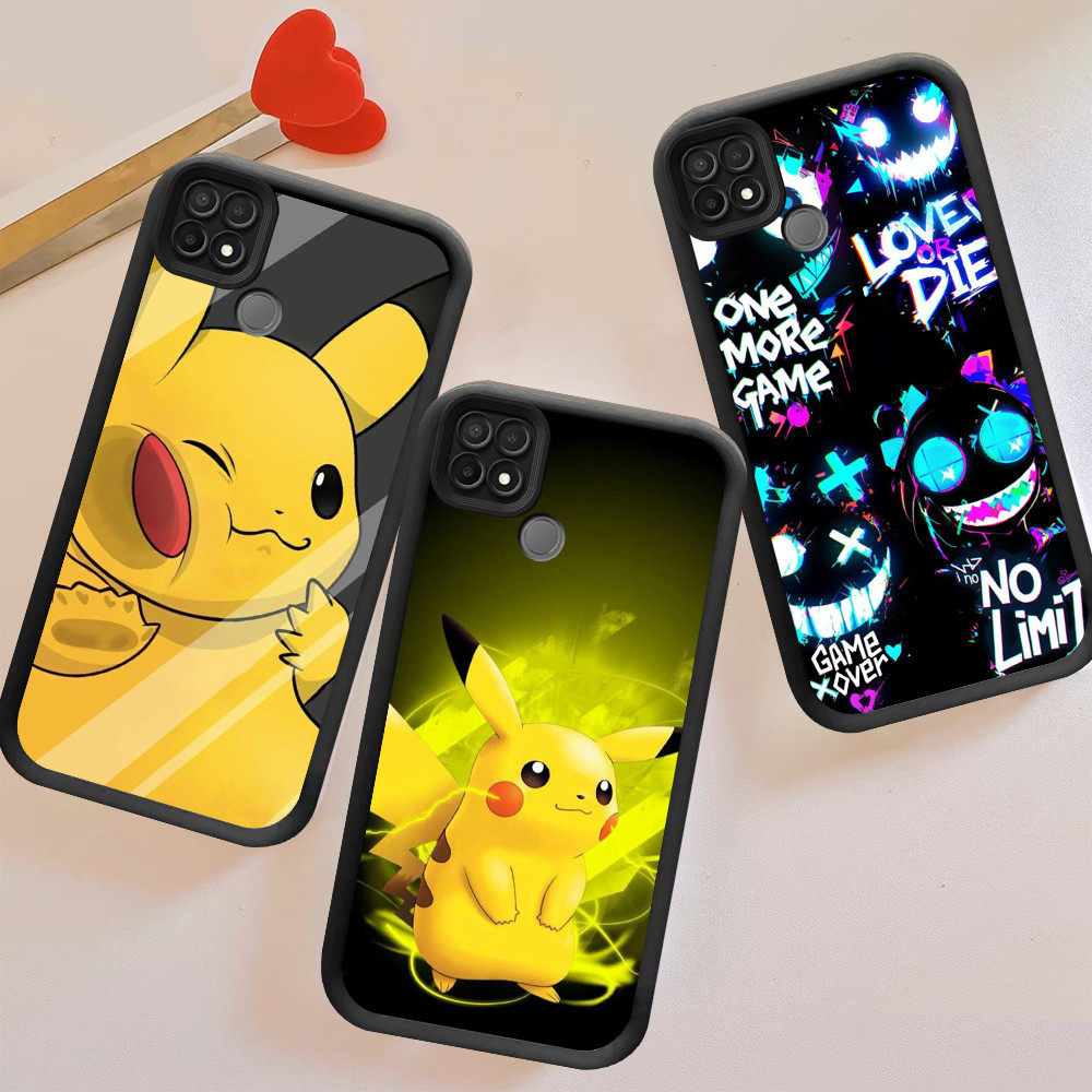 เคสสําหรับซิลิโคนสีดํา OPPO A7 A5S A57s A74 A72 A58 A57e 2018 5G FB-35 Pikachu Pokemon