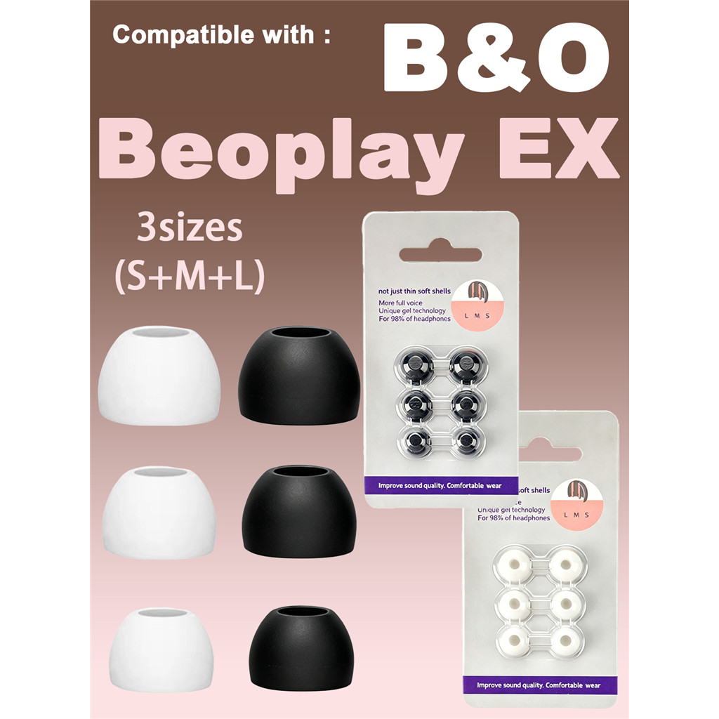 6 ชิ้นซิลิโคนหูเคล็ดลับใช้งานร่วมกับ B & O Beoplay EX เปลี่ยน In-Ear Earplug หูฟังนุ่มครอบคลุม S/M/L