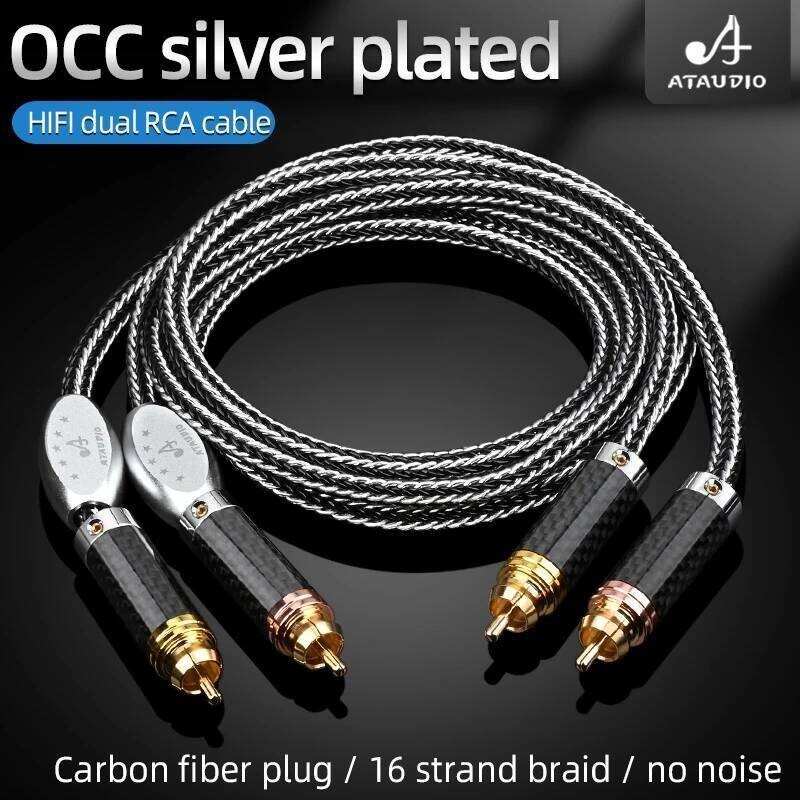 ATAUDIO HiFi Audio OCC Silver Plated RCA Audio Interconncct Cable Hi-end RCA Cable พร้อมปลั๊ก RCA ชุ