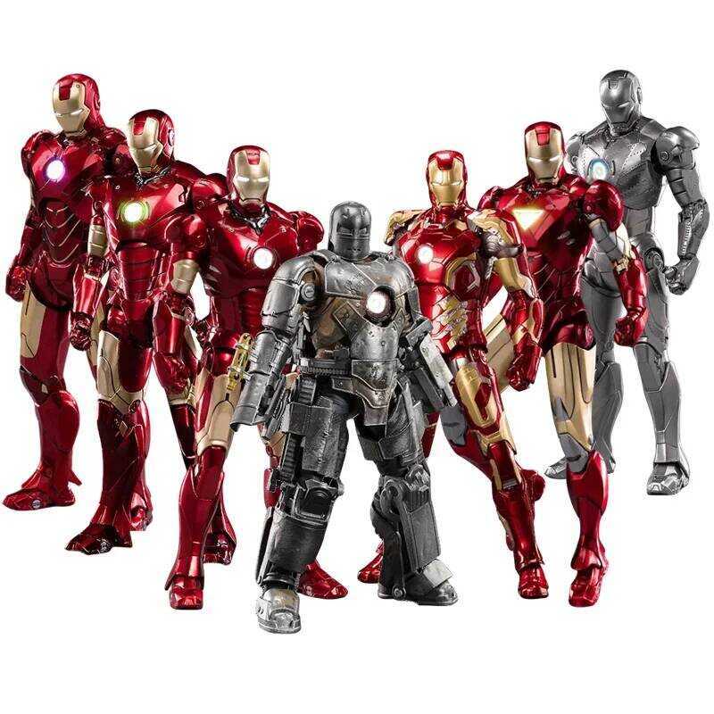 C Original Avengers ZD Toy Light Version Iron Man Mark3 Mk6 Action Figure Mk1-7 LED Mk85 Suit-Up Ga
