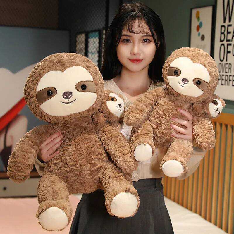 C 40-75Cm Lazy Animal Plush Toy Fluffy Cute Sloth Pillow Stuffed Sloth Family Mother And Child Slot