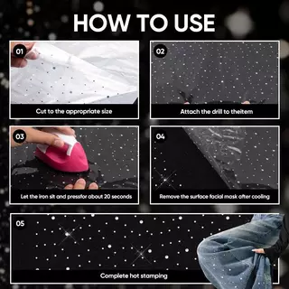 1/2/4 ชิ้น Glitter Hotfix Rhinestone สติกเกอร์ถ่ายเทความร้อน, Easy Peel Iron บนไวนิลสําหรับงานฝีมือ DIY, เสื้อผ้า Embellishment