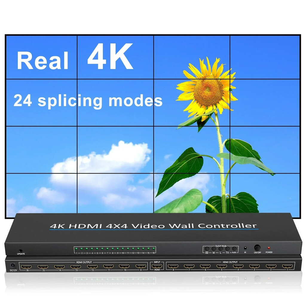 4K 4x4 HDMI Video Wall Controller 2 3 4 6 8 9 10 12 14 15 16 TV Spector 2x2 3x3 2x4 2x5 2X6 1x3 1x4 