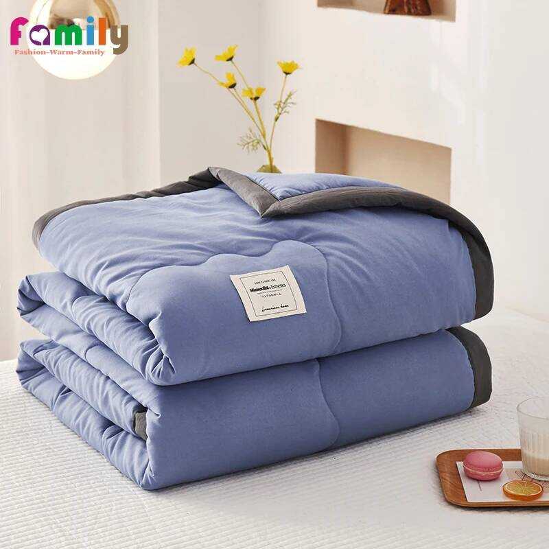 C Washed Cotton Duvet Comforter, Soft Air Conditioning Quilt, Microfiber Breathable Blanket, Adult