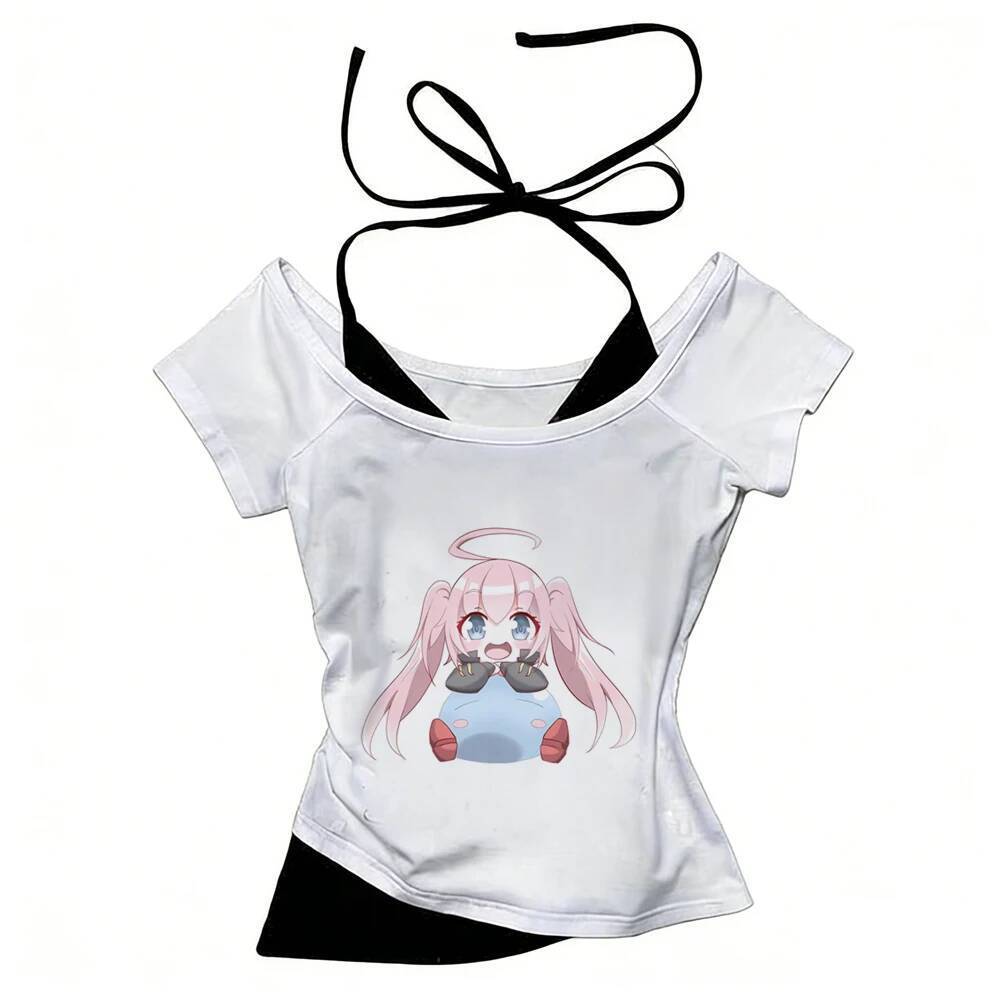 ครั้งนั้นฉันได้กลับชาติมาเกิดเป็น Slime crop top วัยรุ่น Grunge ทางเลือก cutecore gothic เสื้อยืดน่า