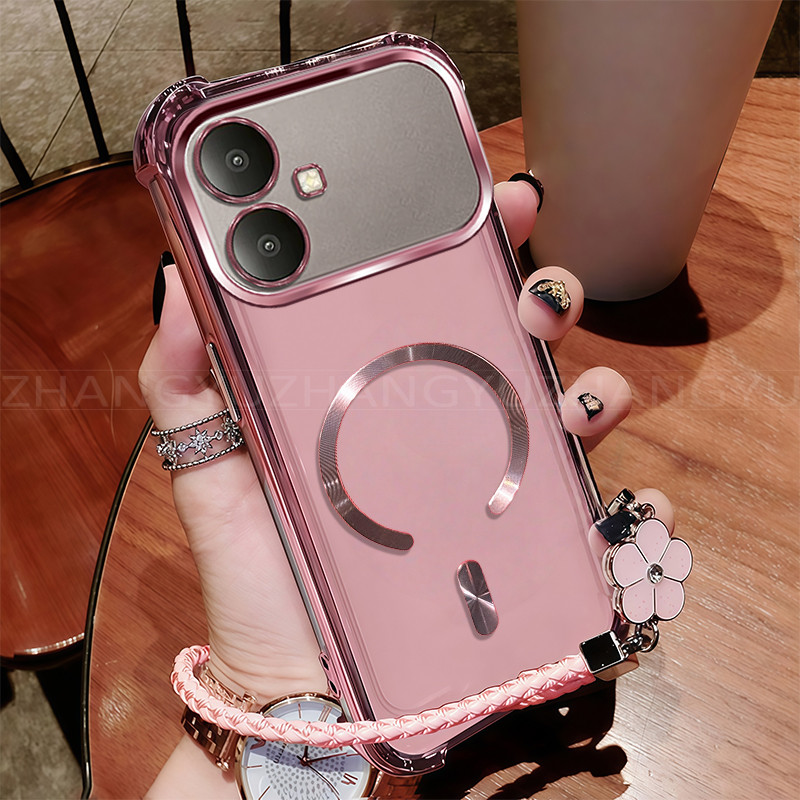 เหมาะสําหรับเคสโทรศัพท์ infinix SMART 20 ใหม่แม่เหล็กชาร์จไร้สาย C-ring สี่มุมกันกระแทกเคสโทรศัพท์เช