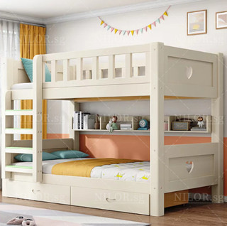 Bunk Bed Thick Solid Wood For Safety Family Children's Room Elevated Bed