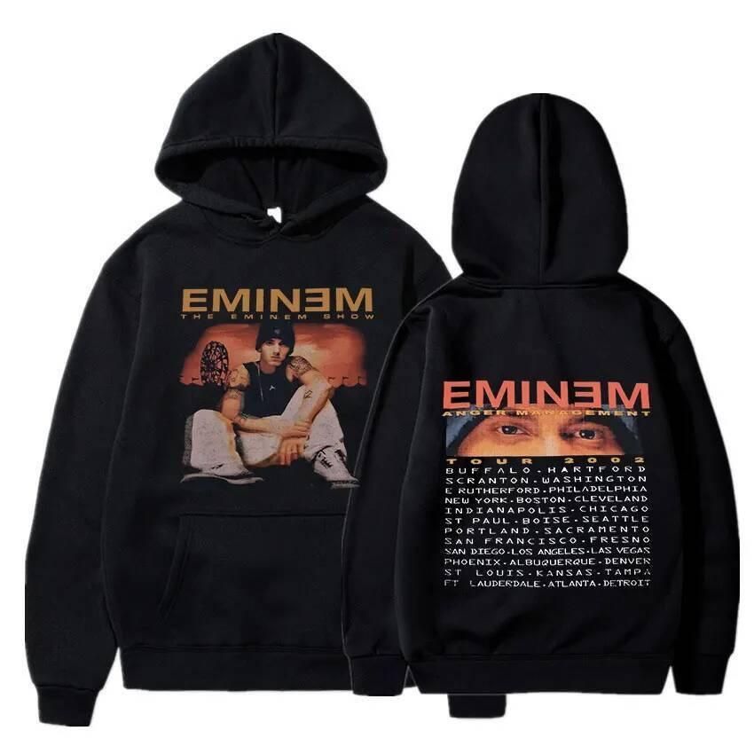 Eminem Anger Management Tour 2002 Hoodie Vintage Harajuku ตลก Rick เสื้อแขนยาวผู้ชายผู้หญิงPullover 