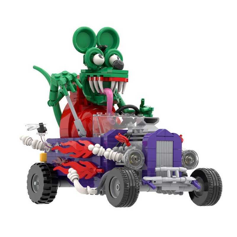 C MOC Rat Fink Crazy Driver Building Bloc Set Unique Collectible Figure Vehicle Model Toy For Adult