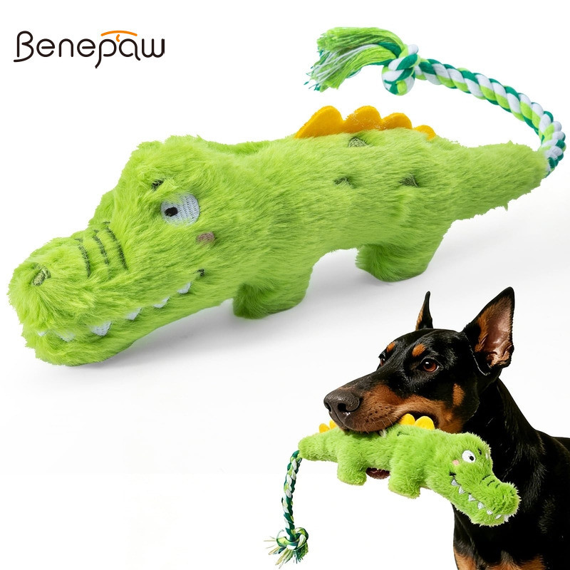 Benepaw สุนัข Chew ของเล่นขนาดใหญ่ตุ๊กตาจระเข้ Squeaker สําหรับ Aggressive Chewers ลูกสุนัข Teething ความวิตกกังวลบรรเทา Interactive Play