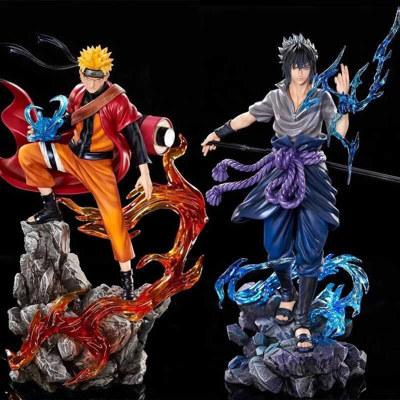 C 23Cm Naruto Anime Action Figure - Uzumaki Naruto & Uchiha Sasuke PVC Statue Desop Ornament Collec