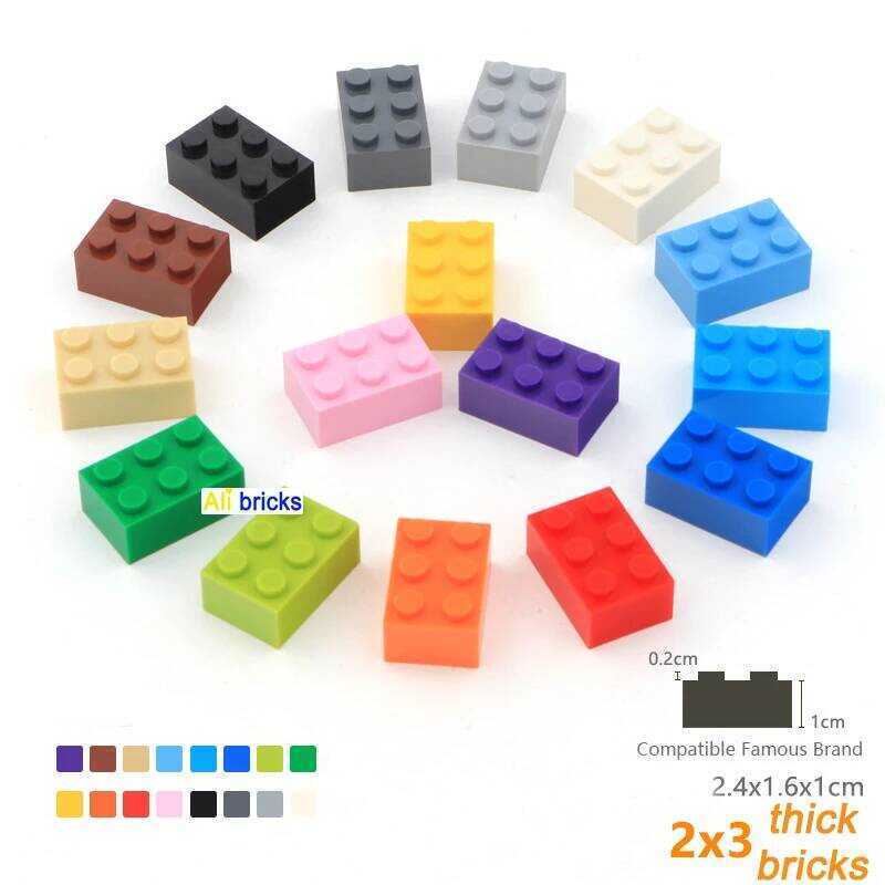 C 250Pcs DIY Building Bloc Thick Figures Bric 2X3 Dots Eduional Plastic Toys For Children Size Comp