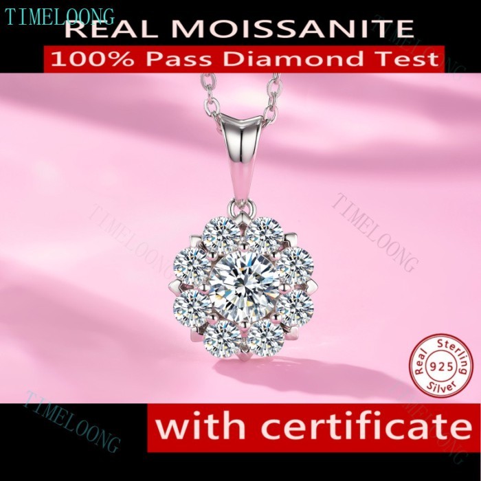 จี้สร้อยคอน้ำเงินแท้ S925 พร้อมใบรับรอง GRA, Moissanite VVS1 3EX สีขาวระดับ D เหมาะสำหรับเป็นของขวั