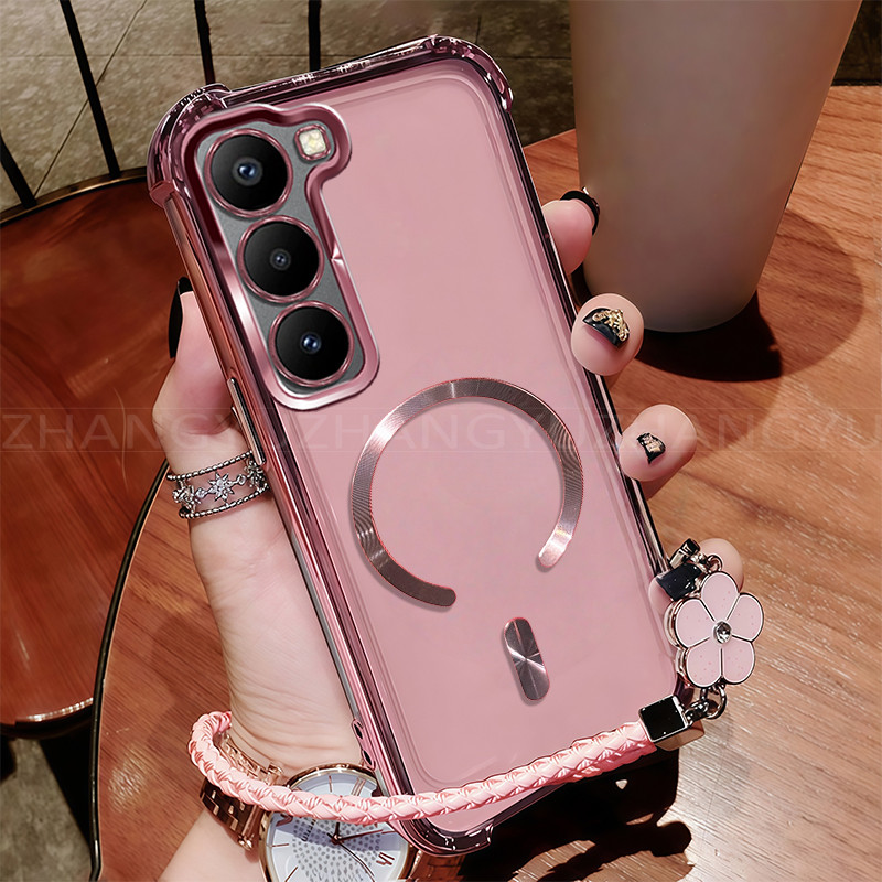 เหมาะสําหรับเคสโทรศัพท์ infinix Hot 70 ใหม่แม่เหล็กชาร์จไร้สาย C-ring สี่มุมเคสโทรศัพท์กันกระแทก lan
