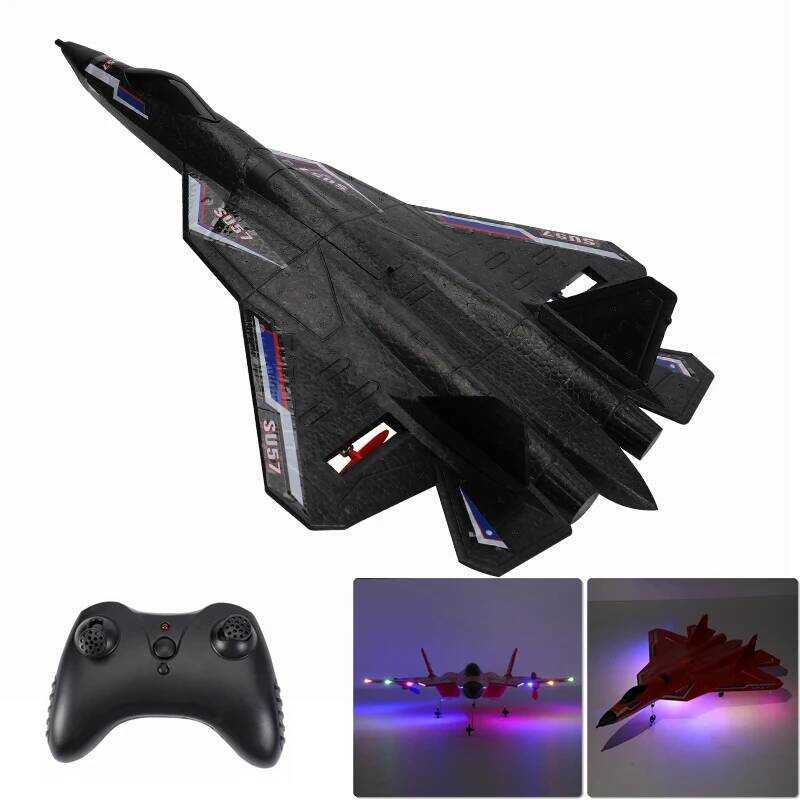 C Rc Plane SU 57 Radio Controlled Airplane With Light Fixed Wing Hand Throwing Foam Electric Remote