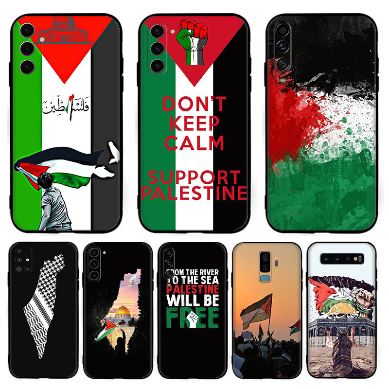 สําหรับ Samsung S7 Edge S8 Plus S9 S10 S10E Lite S20 Ultra Palestine TPU สีดําซิลิโคนอ่อนนุ่มเคสโทรศ