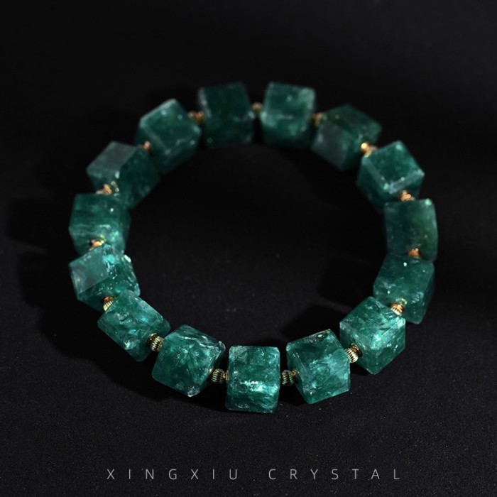 Constellation Natural Grandmother Crystal Crystal Rubik's Cube Bracelet Female DIY Single Bead Gree