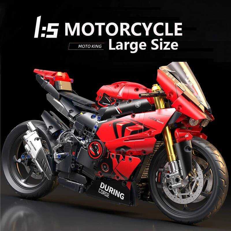 C V4s Motorcycle Building Bloc Set, Er Racing Model With Display Stand, STEM Toys For Adults & Toys