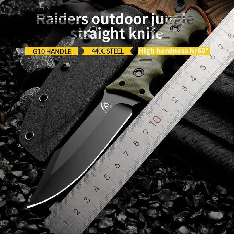 C HUANGFU High-Quality 440C Steel Fixed , Straight Outdoor K, Wilderness Survival K, G10 Handle Men