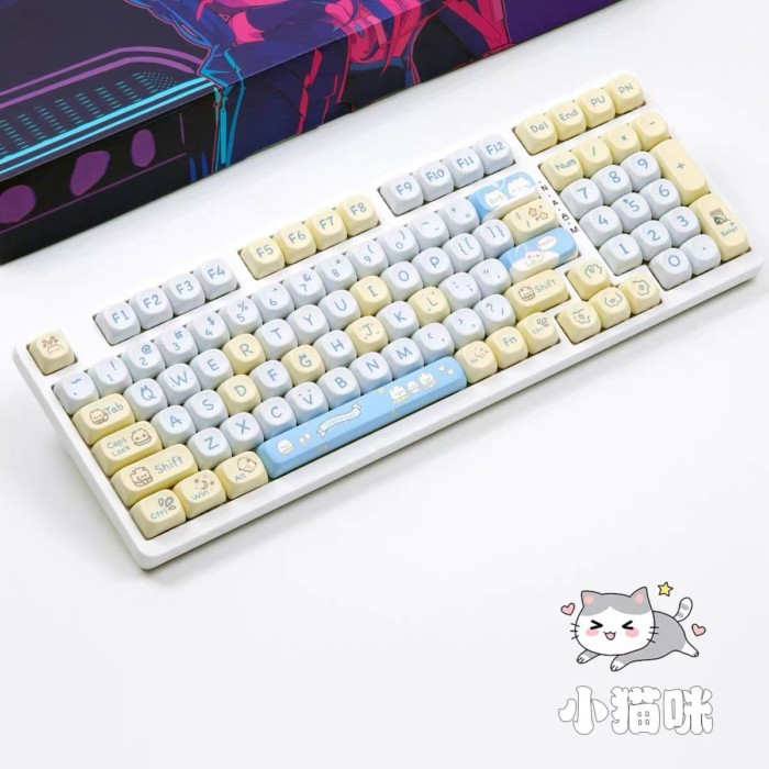 Little Meow MOA ความสูง Keycap MAC น่ารัก Meow Cube ระเหิด Ningzhi ปรับให้เข้ากับ 68 75 98 108