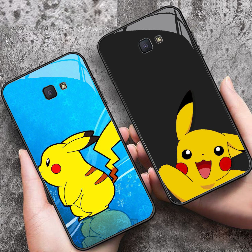 YS-18 Pikachu HD Glass Casing สําหรับ Samsung Note 9 S24 S25 FE Ultra J7 Prime J6 J4 Core Pro Plus