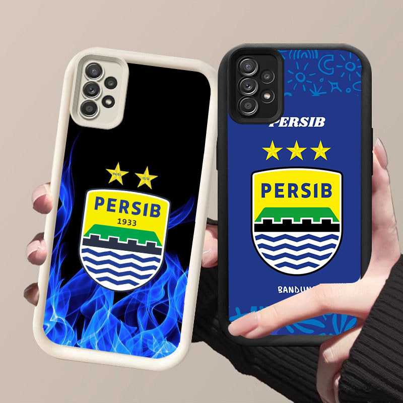 HK-2 AING PERSIB ฟุตบอล Club ปลอกกันกระแทกสําหรับซิลิโคนสีดําและสีขาว Samsung A73 A52 A33 A13 A52S A