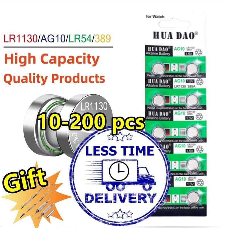 AG10 แบตเตอรี่อัลคาไลน์ LR1130 1.55V ปุ่ม LR 1130 SR1130 389A LR54 L1131 สำหรับนาฬิกา เครื่องช่วยฟัง