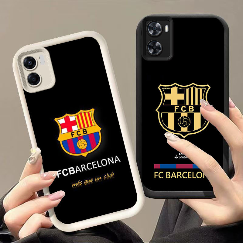 HK-20 FC Barcelona กันกระแทกปลอกสําหรับซิลิโคนสีดําและสีขาว OPPO Realme A76 A77s 9i C33 A96