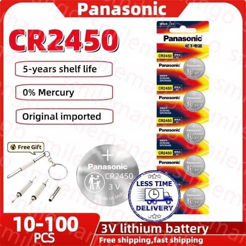 Panasonic แบตเตอรี่ CR2450 3V ลิเธียมเซลล์ปุ่ม 700mAh CR 2450 5029LC DL2450 BR2450 จำนวน 10-100 ชิ้น