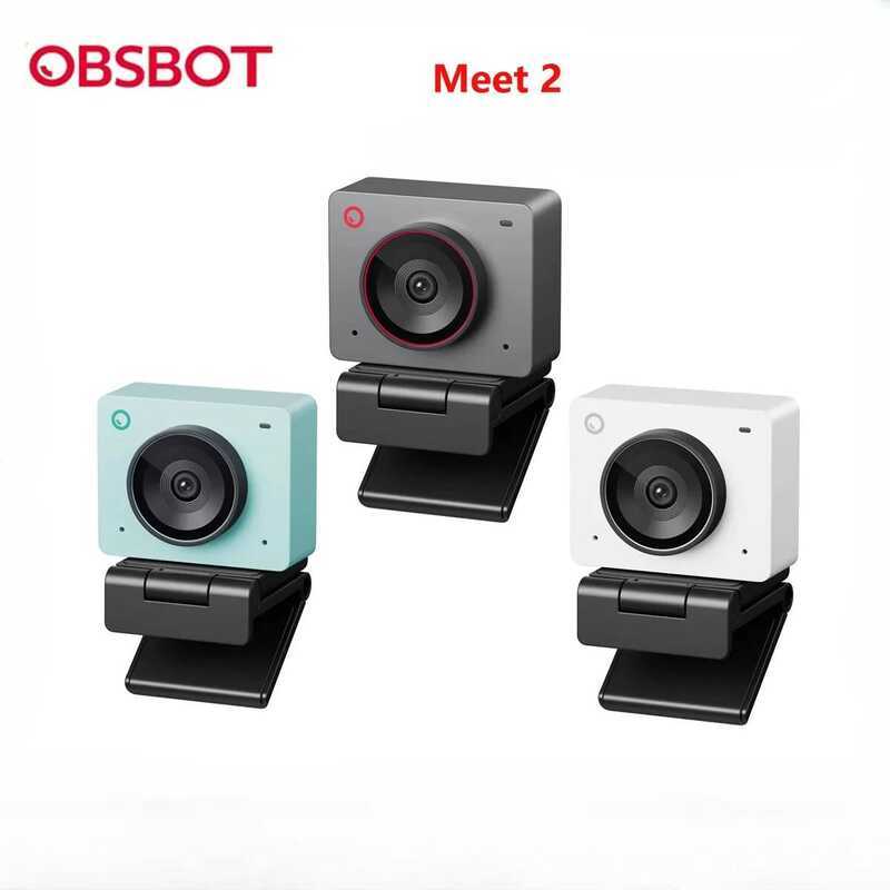 OBSBOT กล้องเว็บแคม Meet 2 AI-Powered 4K สำหรับพีซี เซ็นเซอร์ 1/2 โฟกัสอัตโนมัติ ควบคุมด้วยท่าทาง HD