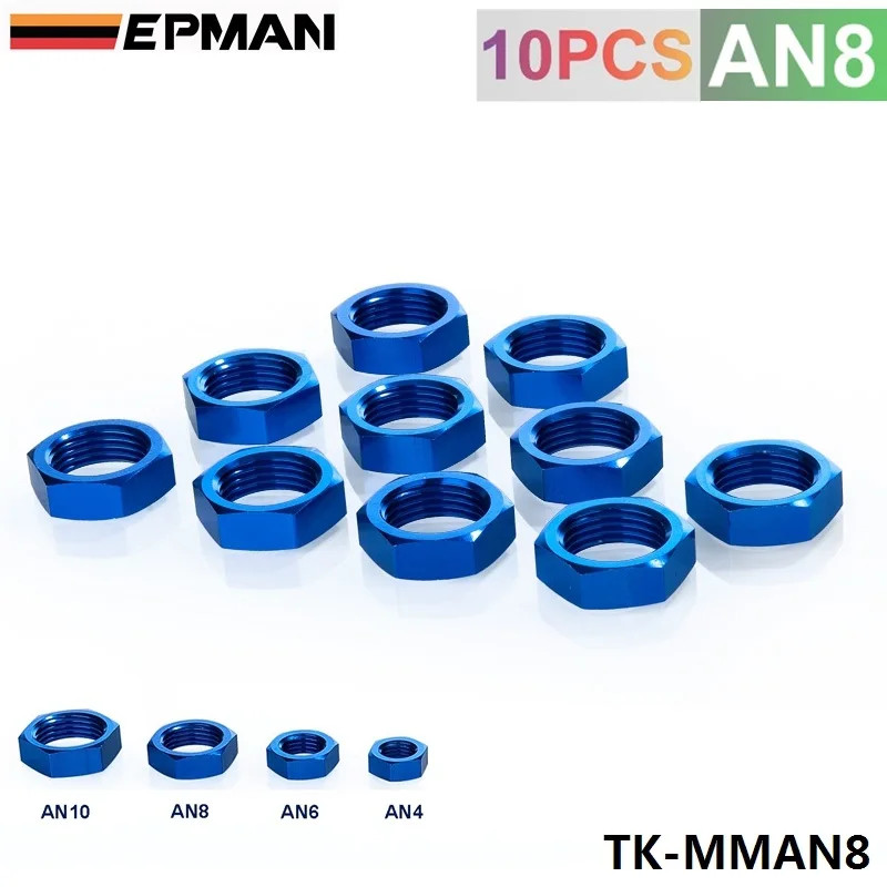10PCS/LOT turbo fitting 8AN AN8 AN-8 adapter bulkhead nut Aluminum Finish Nut Seal Lock Fitting Ada