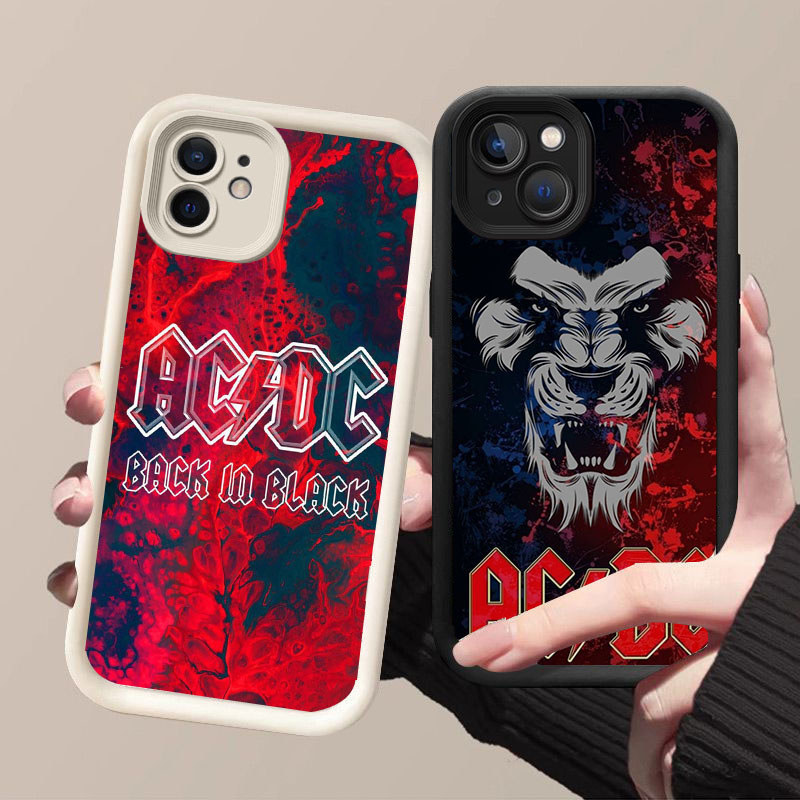 HK-1 ACDC Band เคสกันกระแทกสําหรับซิลิโคนสีดําและสีขาว iPhone 11 12 Mini 13 Pro Max