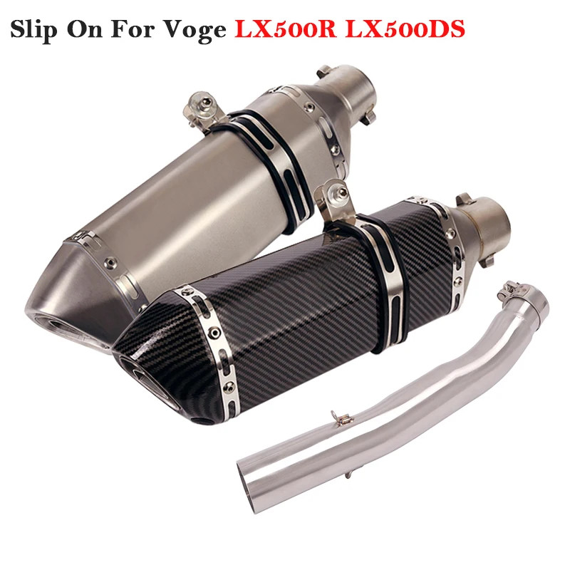 For Voge LX500R LX500DS LX500-A Motorcycle Exhaust Pipe Sysrem Middle Link Pipe Slip On 51mm Muffle