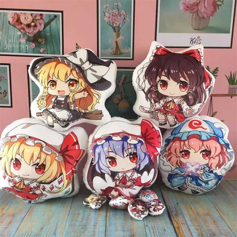 C Anime Touhou Project Stuffed Pillow Doll Toy Hakurei Reimu Kirisame Marisa Plush Pendant Kids Gif