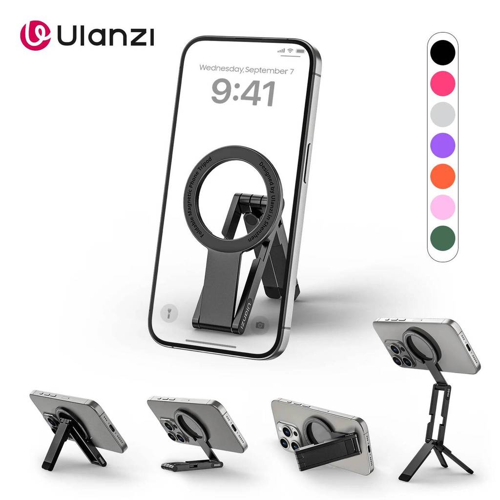 ส่วนลดจํากัดเวลา Ulanzi MA60 โทรศัพท์แม่เหล็กพับได้ขาตั้งกล้องโต๊ะอลูมิเนียมปรับยืดหยุ่นที่วางโทรศัพ