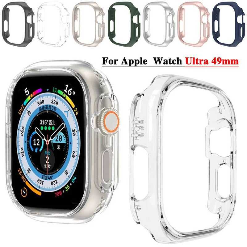 Apple ฝาครอบป้องกันแบบด้านสำหรับ Watch 2 กันชนโปร่งใส กรอบแข็ง PC สำหรับ iwatch Ultra 49mm
