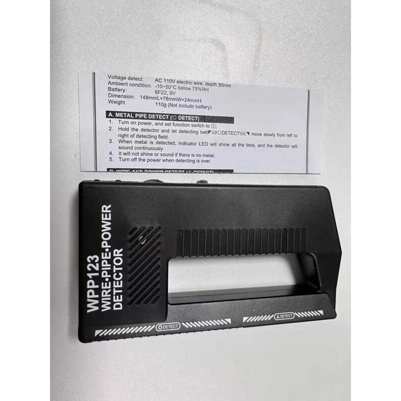 WPP123 ตัวชี้สแกนเนอร์ผนัง การตรวจจับสายไฟ AC เครื่องตรวจจับโลหะอุตสาหกรรม การแจ้งเตือนท่อไฟฟ้า ความ