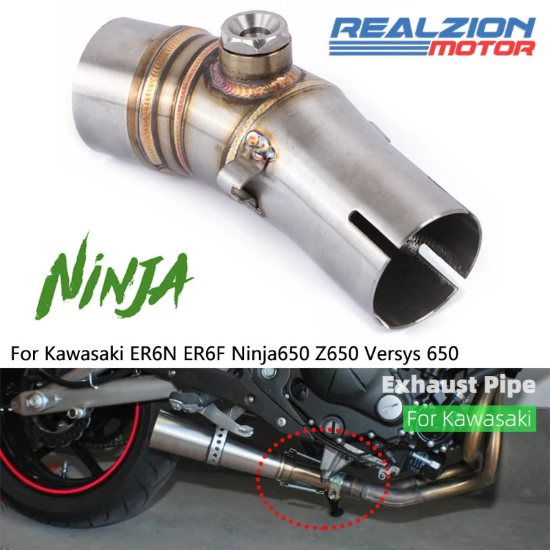 REALZION ER6N ER6F Exhaust Pipe Middle Pipe Tube Exhaust Connector For Kawasaki Ninja650 Z650 2017