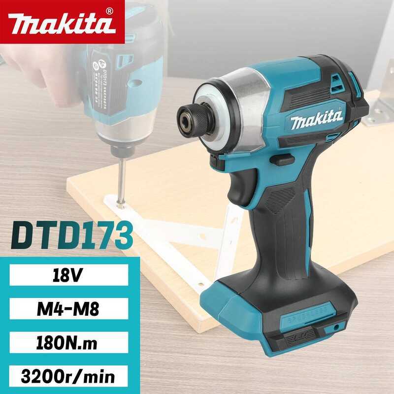 Makita ไขควงไร้สาย DTD173 18V แบบไม่มีแปรงถ่าน, เครื่องมือไขควงกระแทกแท้ไม่มีแบตเตอรี่ แบบไม่มีแปรงถ