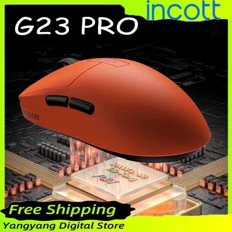 Incott ไม้เมาส์เกมมิ่ง G23 Pro ไร้สาย 8K PAW3950 ความหน่วงต่ำ แบตเตอรี่ยาวนาน RGB อุปกรณ์เสริมสำหรับ