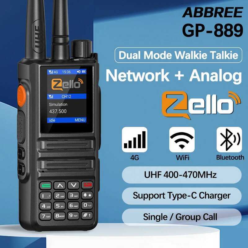 ۞  Gp-889 Analog และวเครือข่าย Walkie Talkie Global POC Zello UHF Bluetooth WIFI 2G 4G ซิ