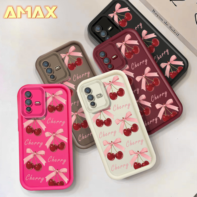 แฟชั่นน่ารัก Cherry Bows เคสโทรศัพท์สําหรับ VIVO V9 V11i V15 Pro V5 V5S V5 Lite V21 V23 V25 V25E V27