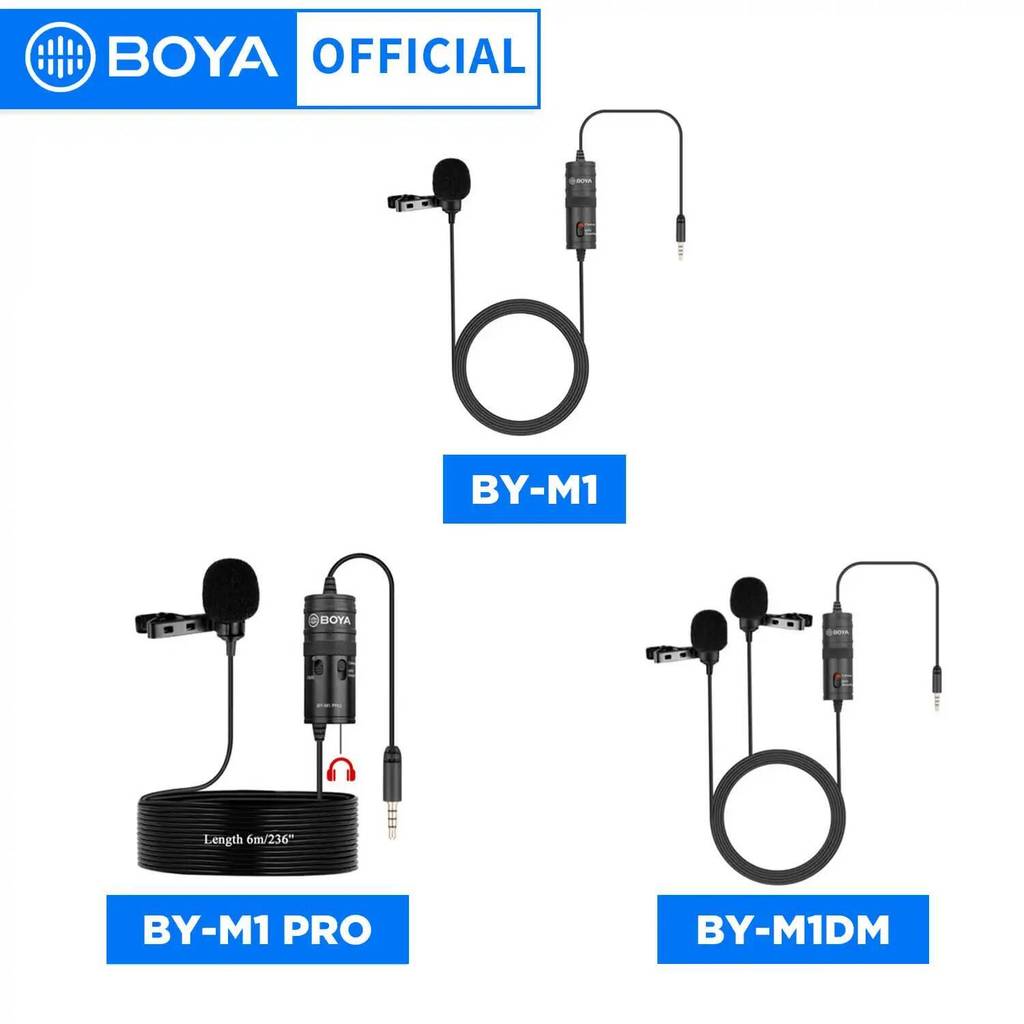 BOYA คอนเดนเซอร์ Professional Lavalier Lapel ไมโครโฟน BY-M1/M1PRO/M1DM สําหรับ PC iphone กล้อง YouTu