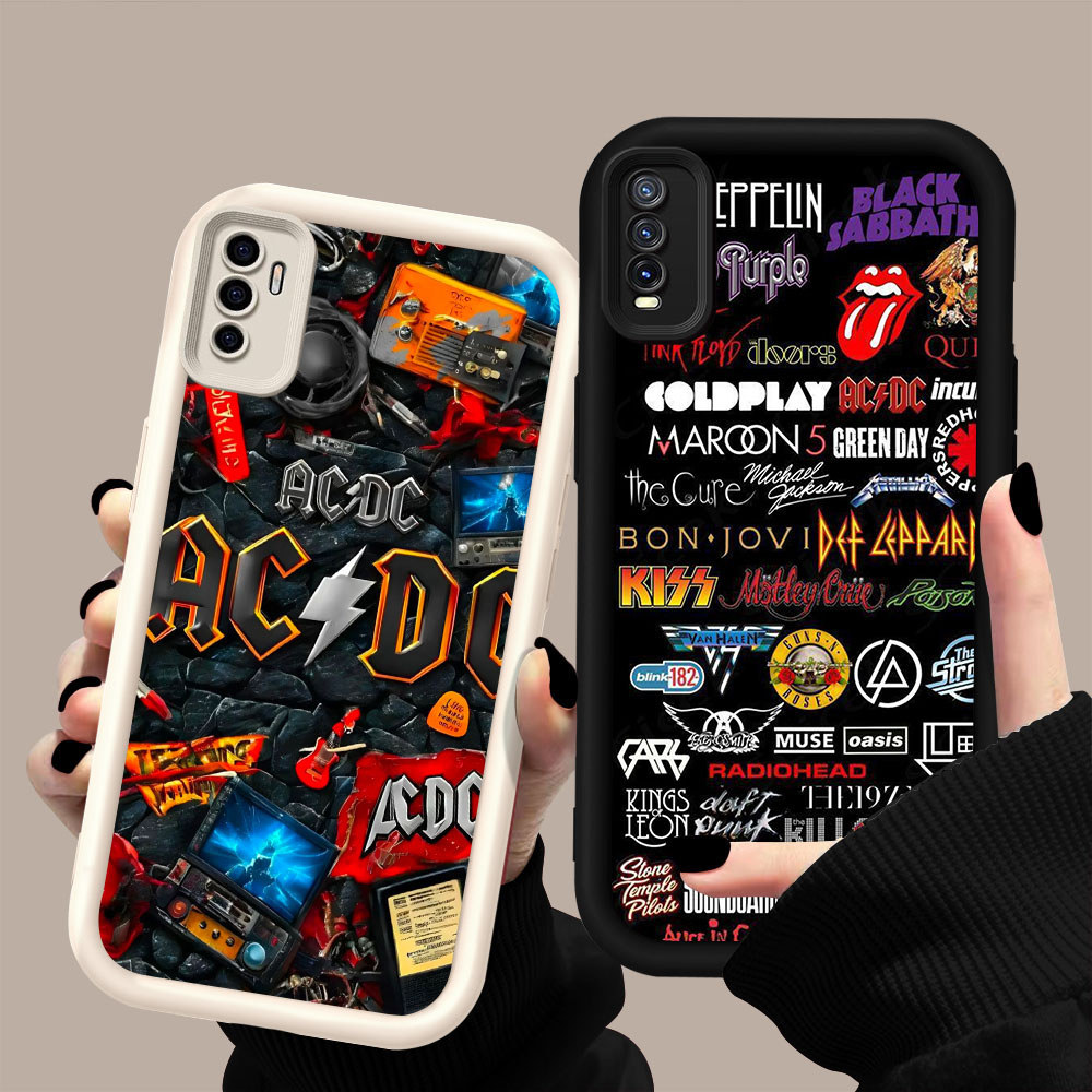 HK-43 Rock Band สีขาวสีดํากันกระแทกสําหรับซิลิโคนสีดําสีขาว VIVO iQOO Y20 Y20S S1 Y11S 13 10 Turbo N