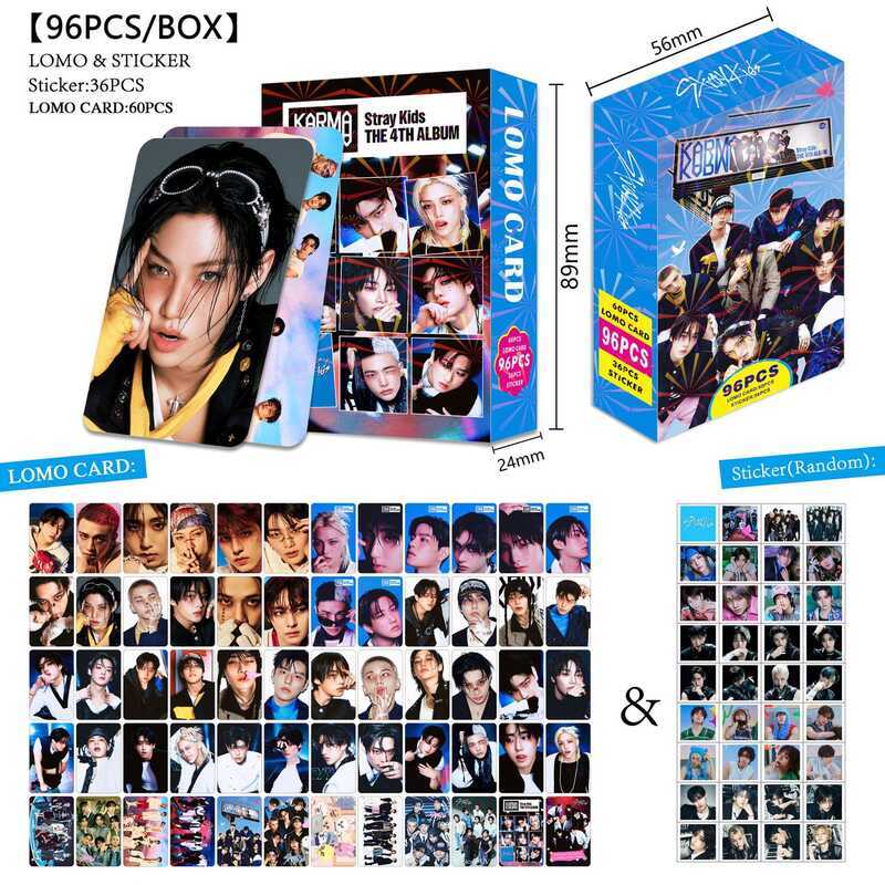 96 ดาว STRAYKIDS อัลบั้มใหม่ Karma สินค้าการ์ดรูปถ่ายสติกเกอร์ Stray Boy การ์ด LOMO