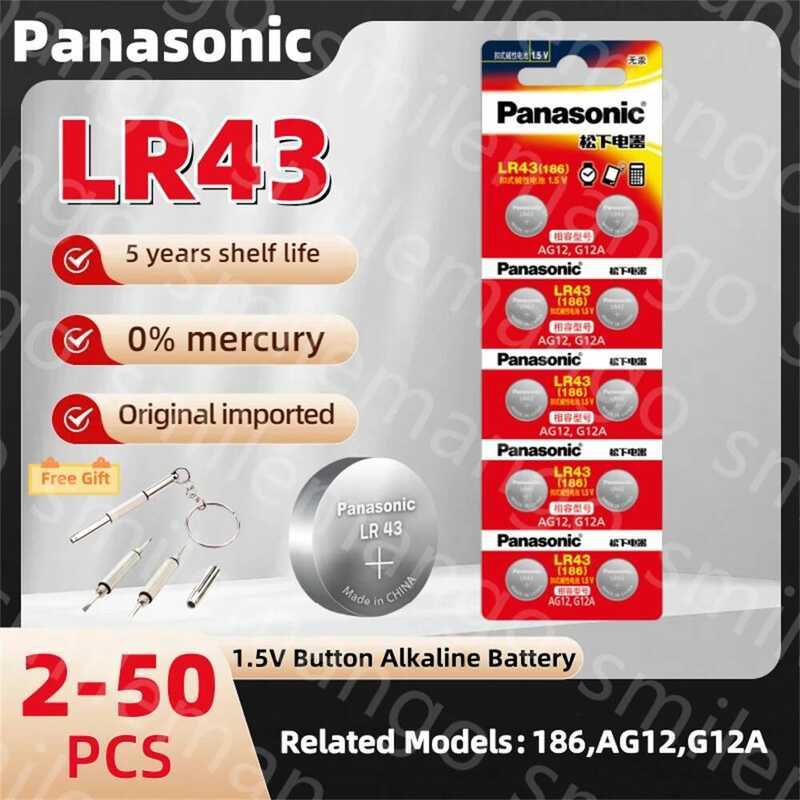 Panasonic แบตเตอรี่ปุ่ม 1.55V AG12 LR43 SR43 186 386 LR1142 V12GA AG 12 ของแท้ สำหรับนาฬิกา ของเล่น